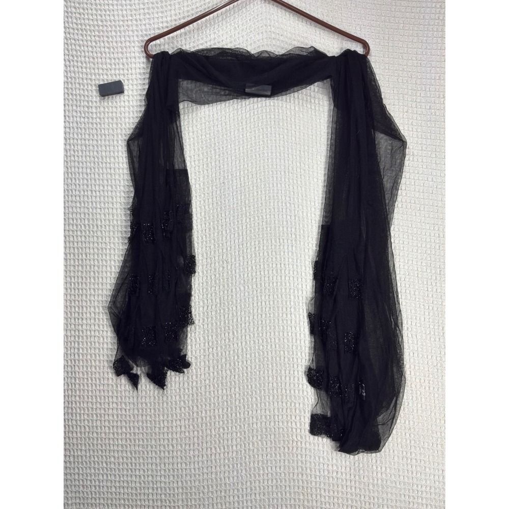 Goth Womens All That Glitters Beaded Mesh Wrap Scarf OS Black